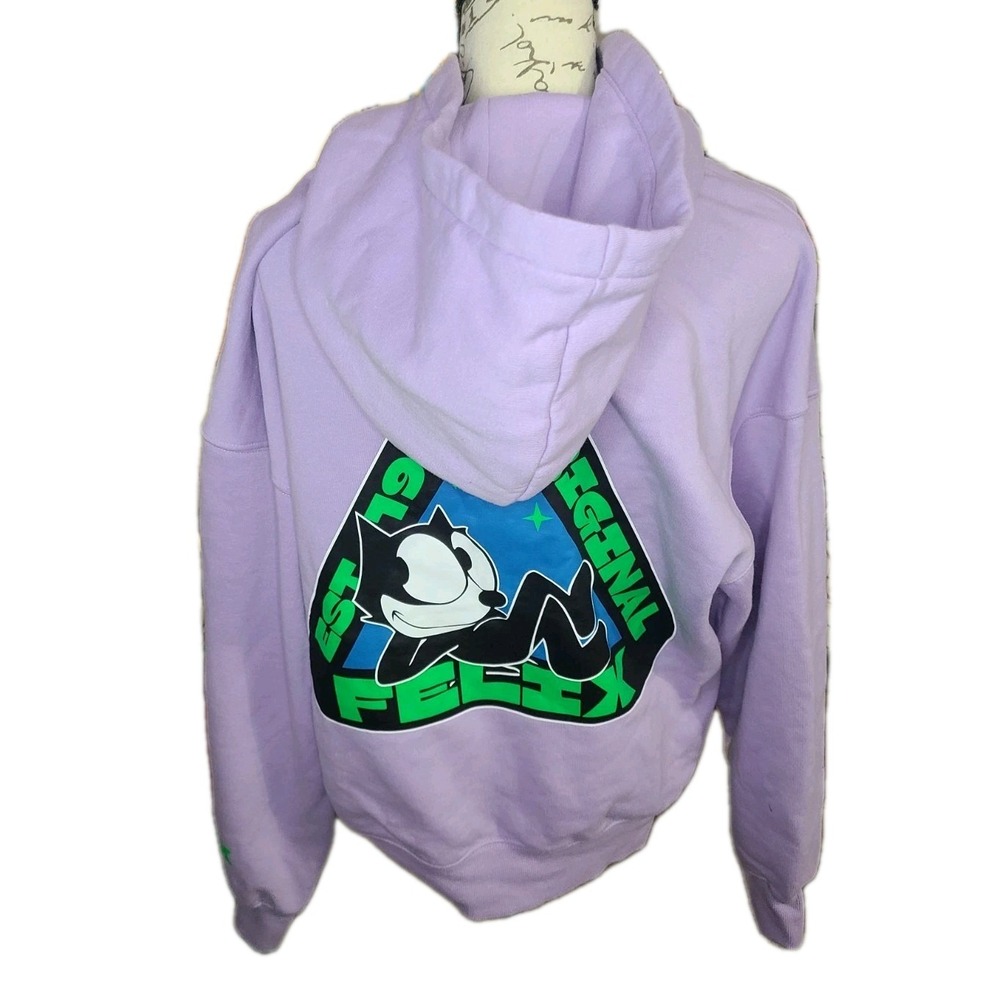 H&M Felix the Cat Hoodie Womens Small Oversized Lavender Retro Graphic Pullover - Picture 3 of 11